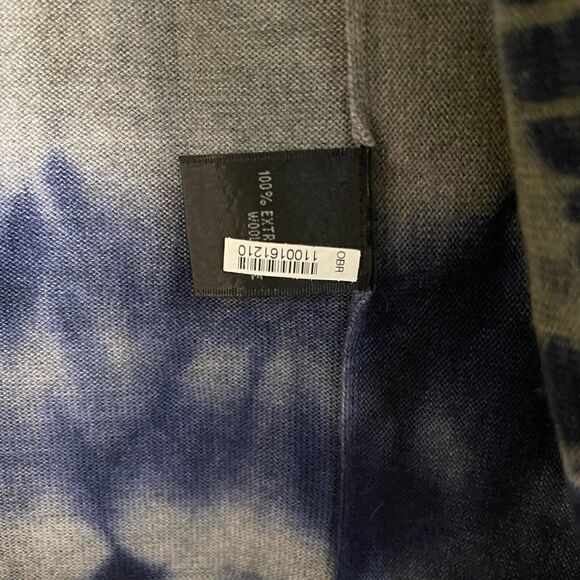 Lafayette 148 virgin wool blue stripe drape front cardigan knit sweater SMALL - Picture 2 of 5